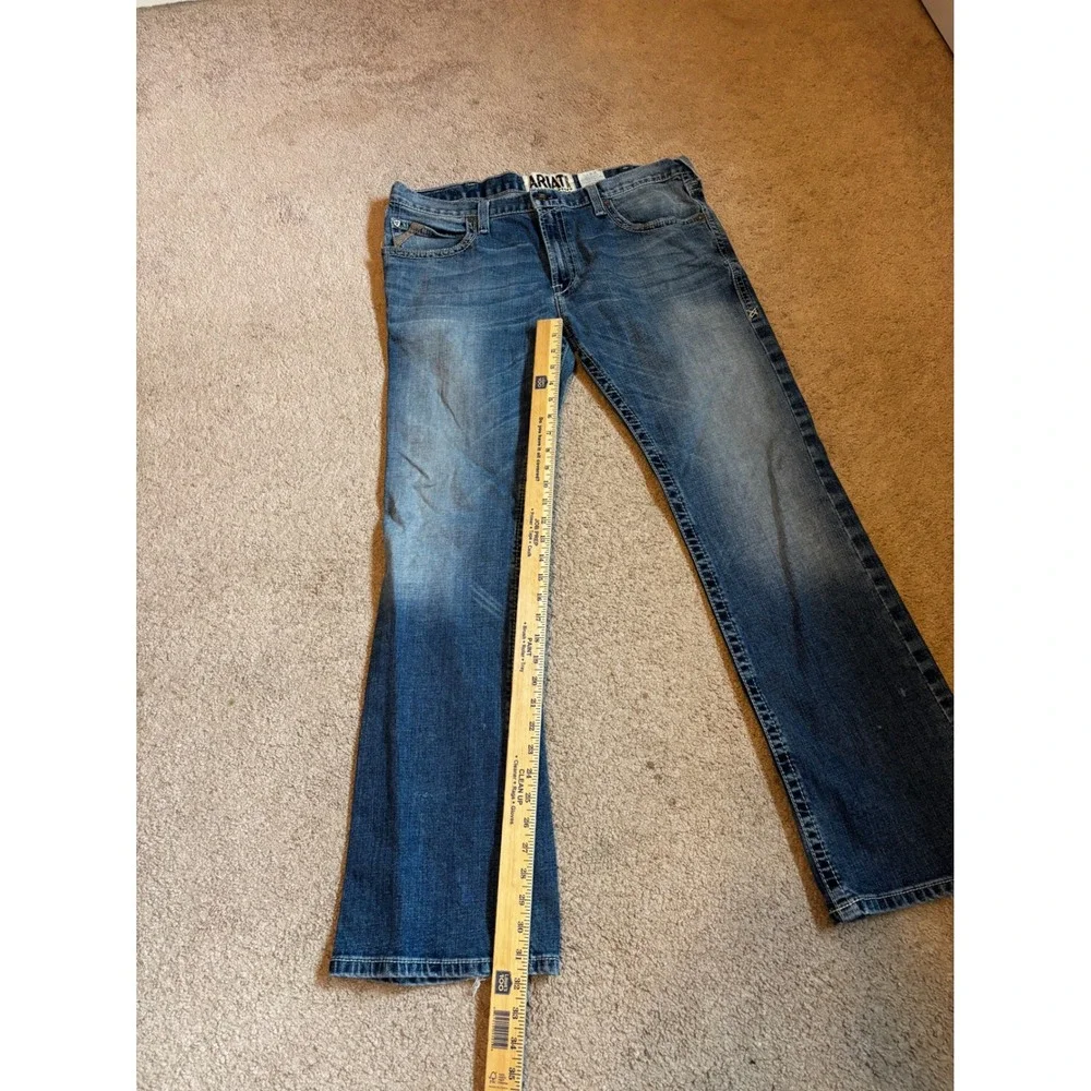 Ariat M7 Rocker Boot Cut Jeans Mens 38x34 Medium Wash Distressed Western Denim